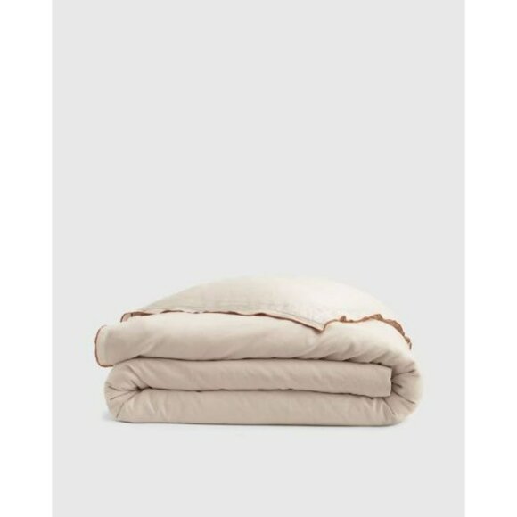 NWOT Quince European Linen Duvet Cover – Terracotta Double Embroidered Edge READ - Picture 1 of 5
